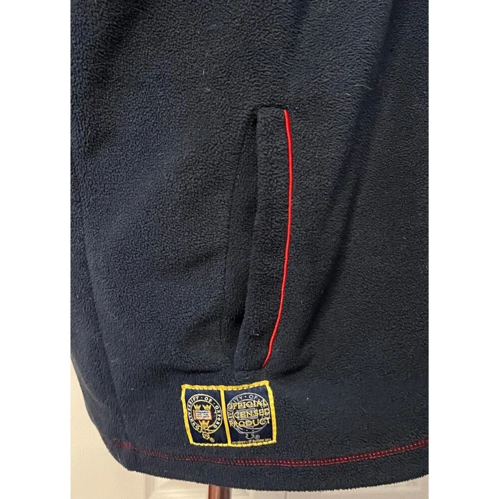 Oxford University Mens L Fleece Jacket Full Zip Sweatshirt Navy Blue Knit Collar